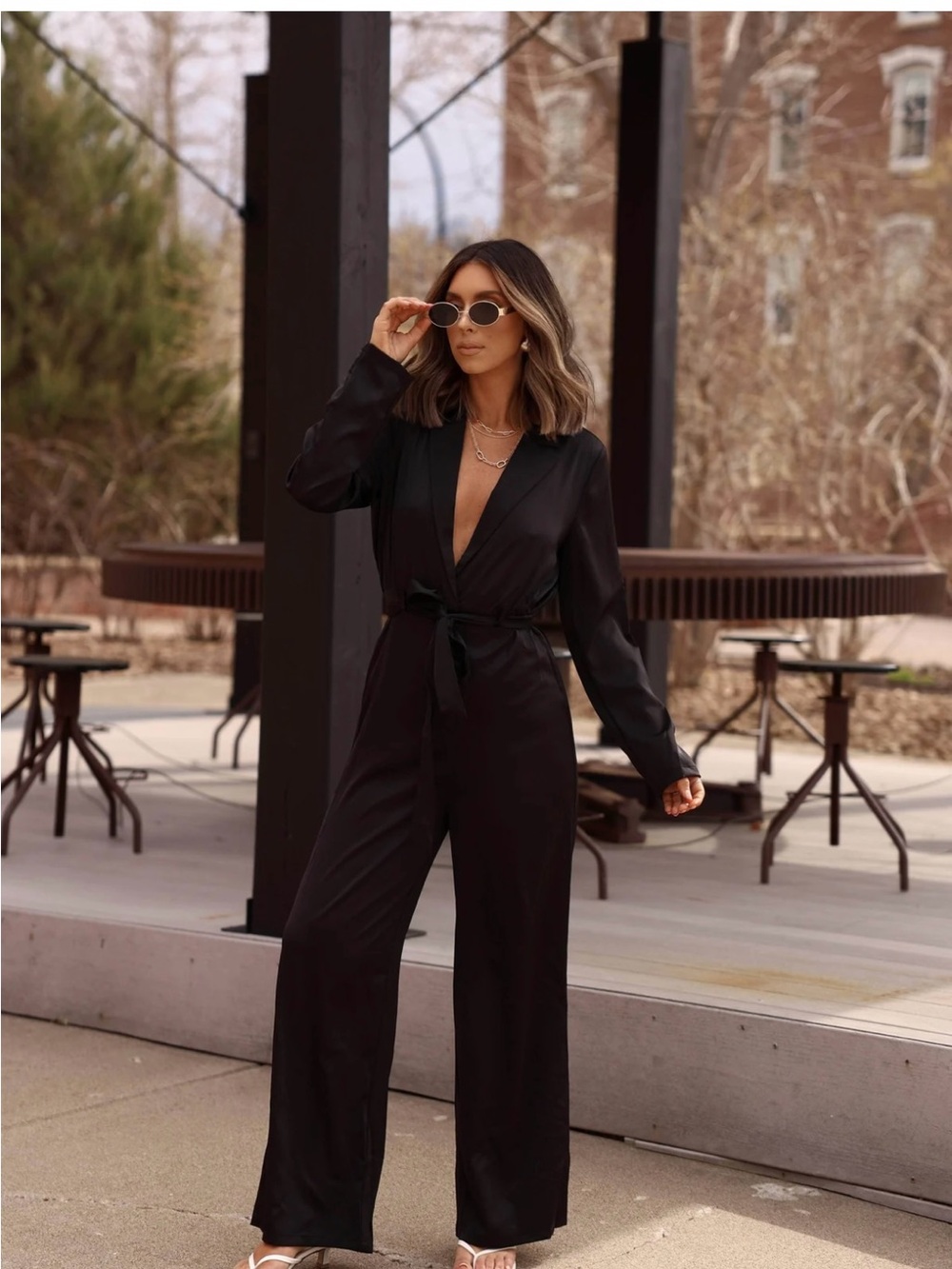 NWT Lane201 Runway Moment Jumpsuit Black Satin